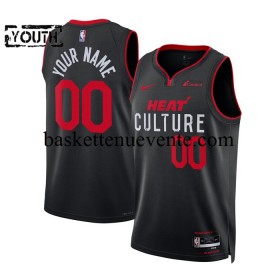 Maillot Basket Miami Heat Personnalisé 2023-2024 Nike City Edition Noir Swingman - Enfant
